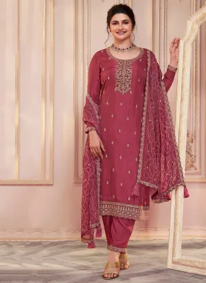 Rich Pink Embroidered Pakistani Pant Style Suit