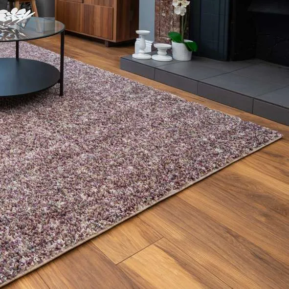 Rich Purple Mottled Shaggy Living Room Rug