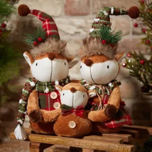 Richard Langs 24cm Xmas Fox Family Plush Ornament