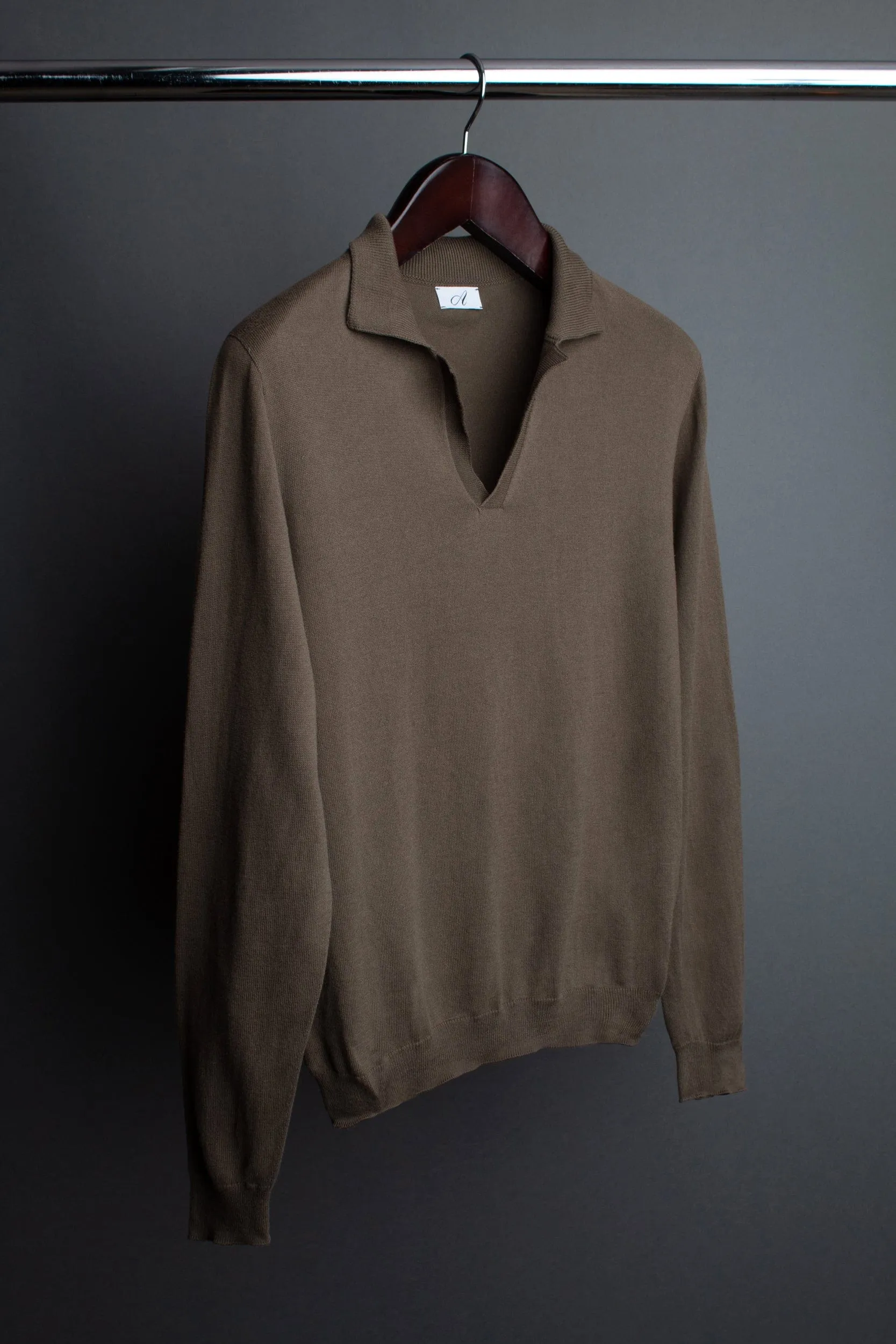 Richard Long-Sleeve Cotton V-Neck Polo