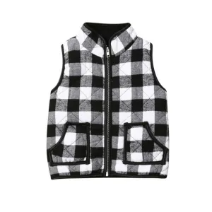 Richie - Plaid Checks Boys Vest , Black & White