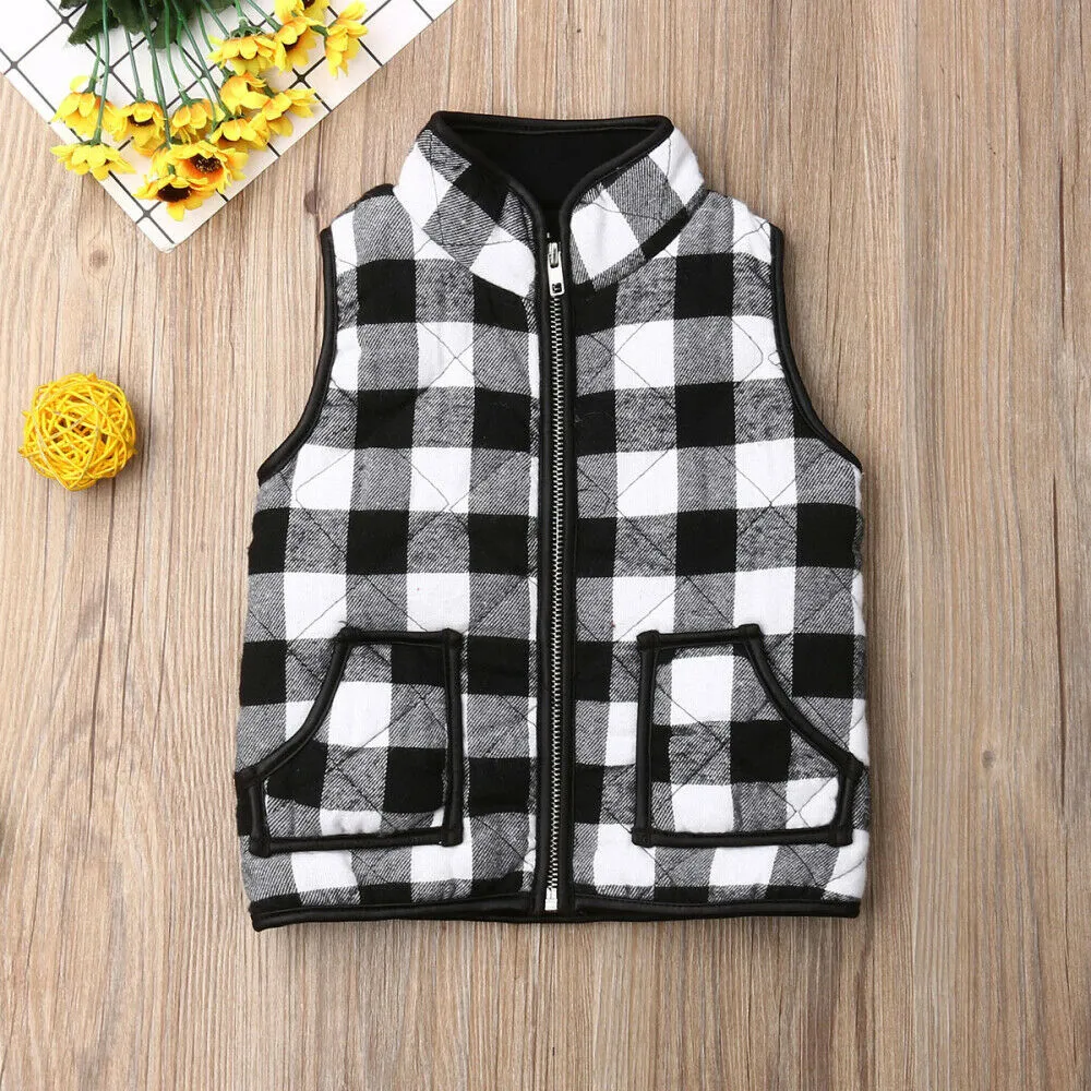 Richie - Plaid Checks Boys Vest , Red