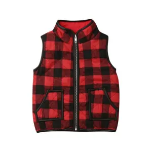 Richie - Plaid Checks Boys Vest , Red