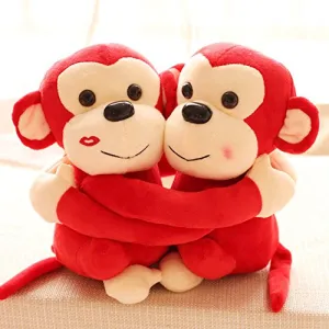 Richy Toys Monkey's Cuddly Couple Soft Toys Plush Stuffed Teddy Bear for Kids Birthday Gift (Red)