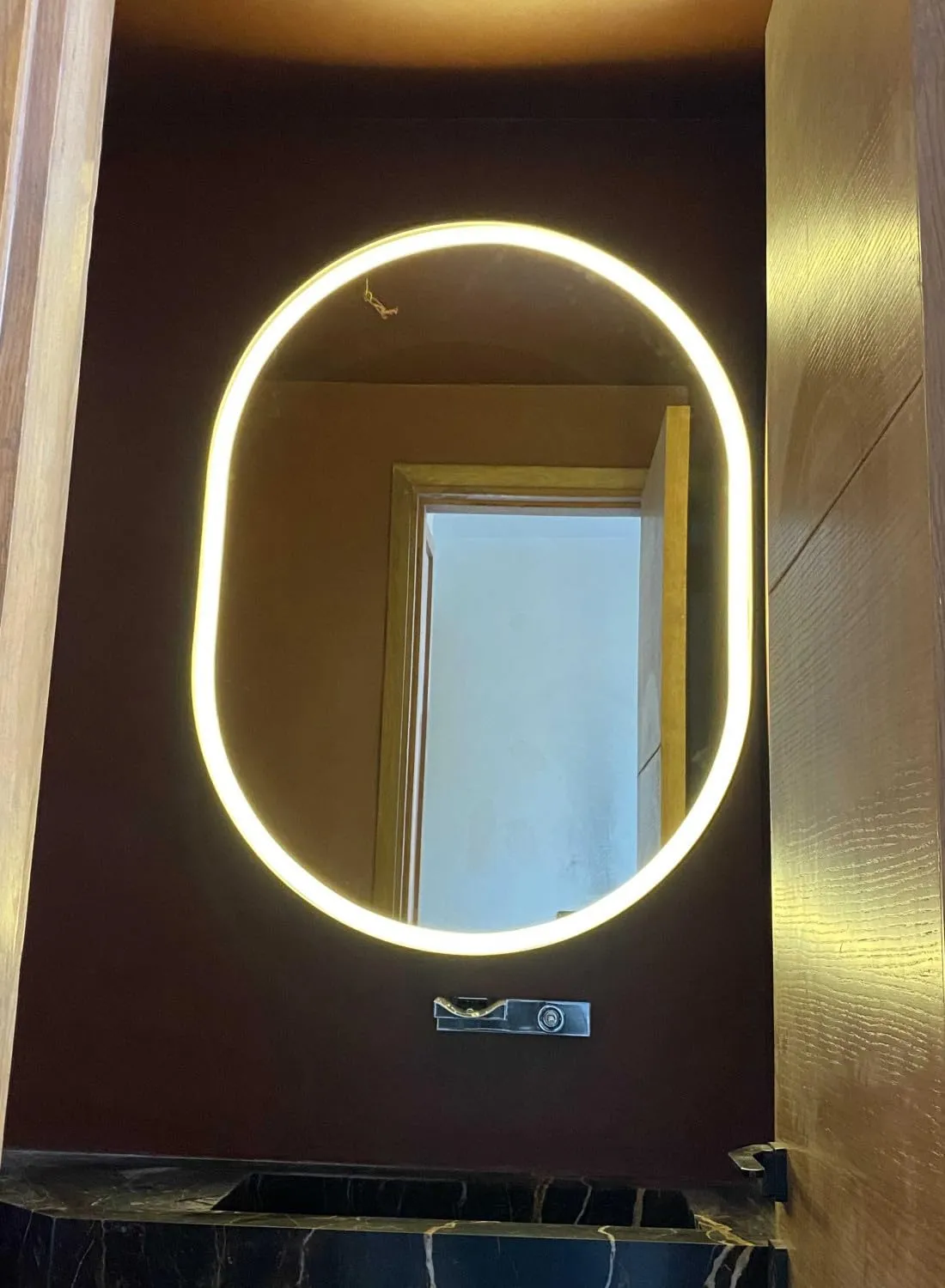 Rida Decors Bathroom Mirror with 3 LED Lights Options (Warm,White,Natural White) Makeup/Bathroom Mirror Wall Mounted Makeup Shaving Mirror (24x36 inch Oval)