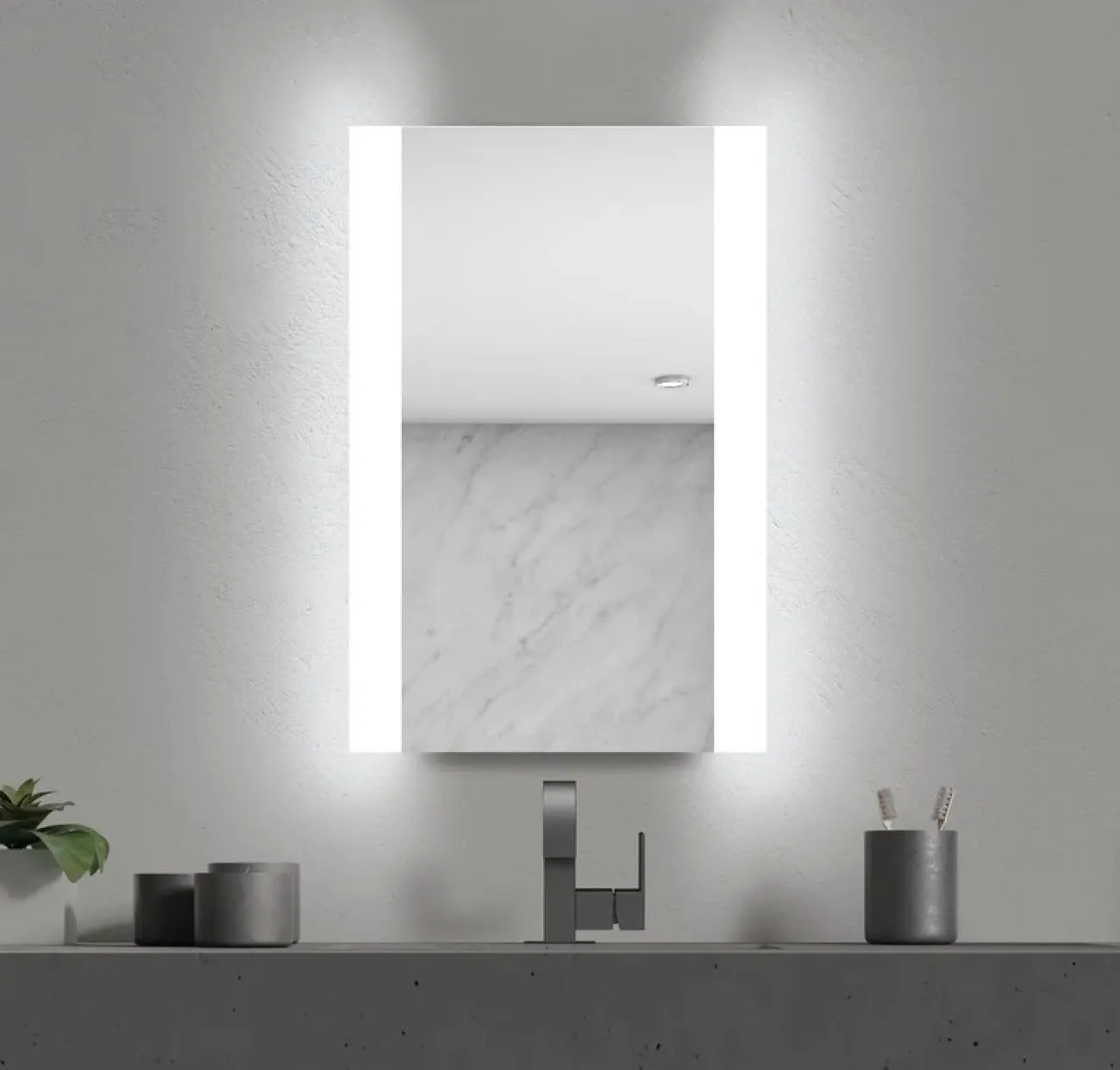 Rida Decors Bathroom Mirror with LED 3 Lighting Options (Warm, White, Natural White) Makeup/Bathroom Mirror Wall Mounted for Your Wash Basin (18x24 inch Rectangle)