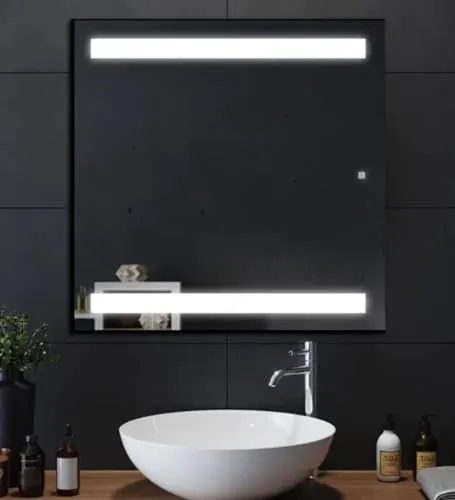 Rida Decors Wall Mirror with 3 in 1 LED Light Options Modern Bathroom, Bedroom Makeup Mirror Wall Mounted Shaving Mirror 24x24 inch