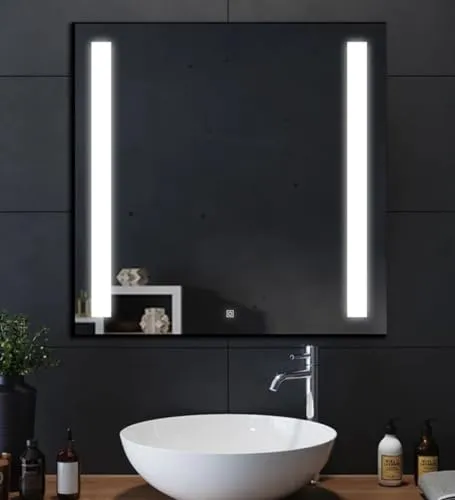 Rida Decors Wall Mirror with 3 in 1 LED Light Options Modern Bathroom, Bedroom Makeup Mirror Wall Mounted Shaving Mirror 24x24 inch