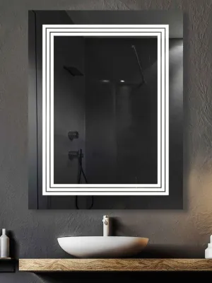 Rida Decors Wall Mirror with 3 in 1 LED Lightning Options Modern Home Bathroom, Bedroom Decor Makeup Mirror Wall Mounted Shaving Mirror 24x36 inch