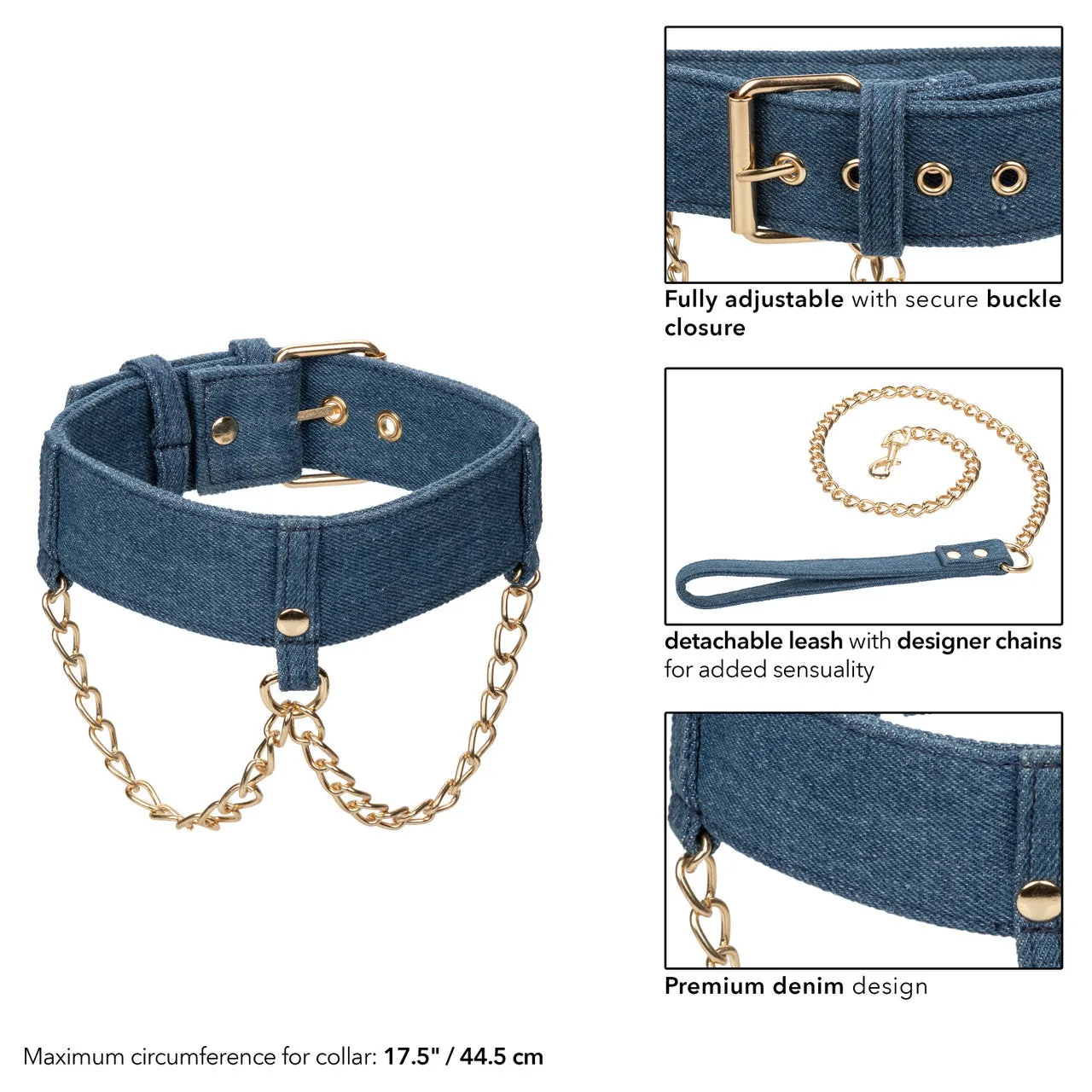 Ride 'em™ Premium Denim Collection Collar with Leash