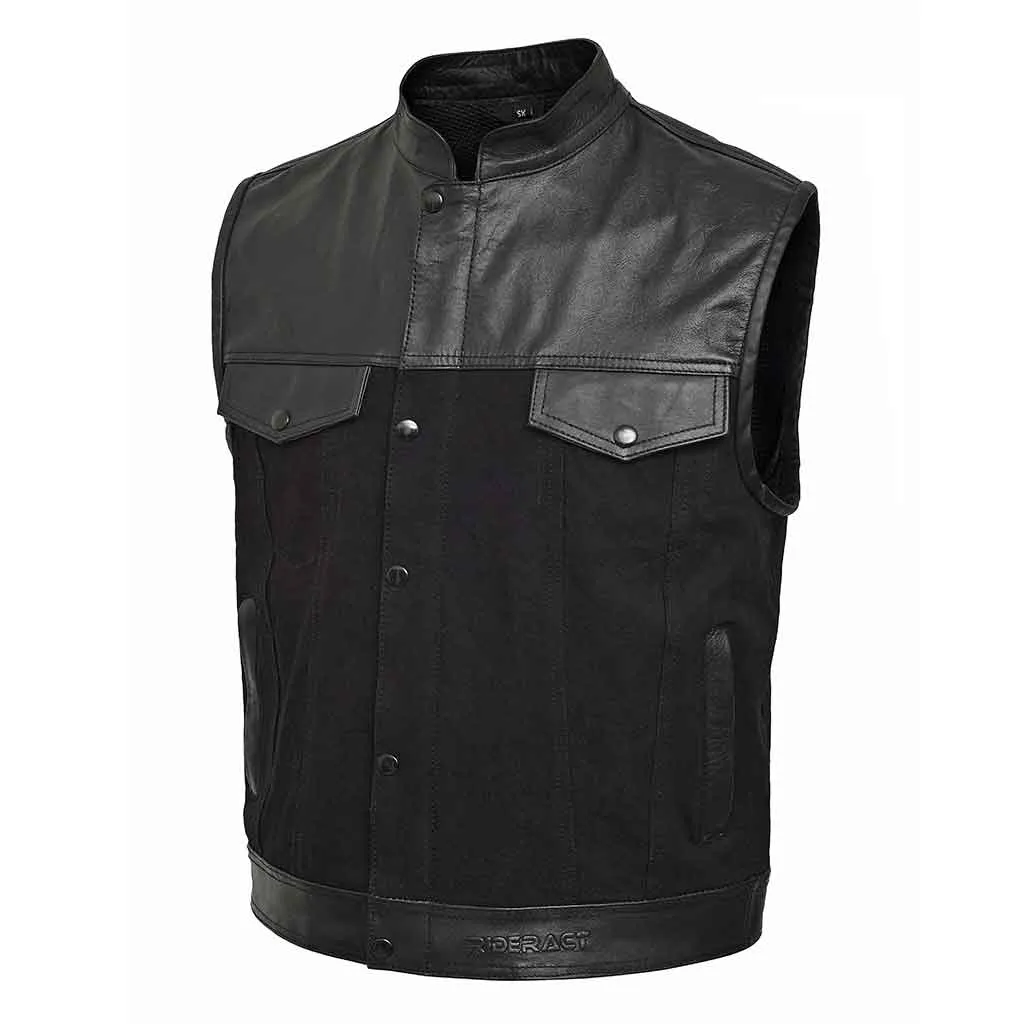 RIDERACT® Denim Leather Vest K2 Black