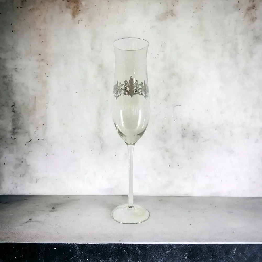 Rigatti Coppa Alta Vaso H.60 Cm Calice Decorativo Platino Argento Made In Italy