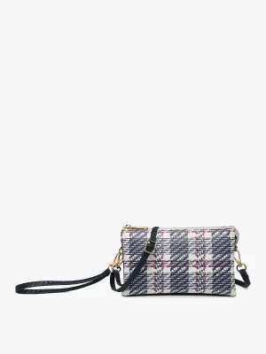 Riley 3 Compartment Crossbody/Wristlet - Navy & Pink Plaid