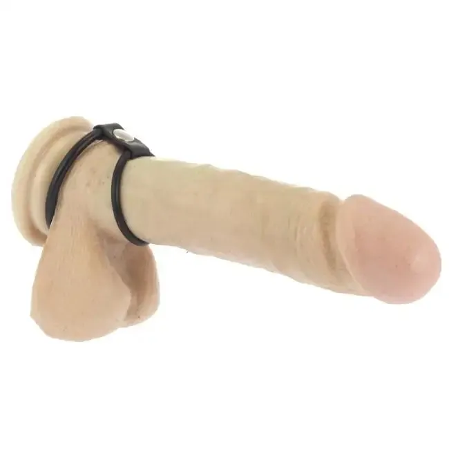 Rimba Black Rubber Cock and Ball Ring with Strap for Him