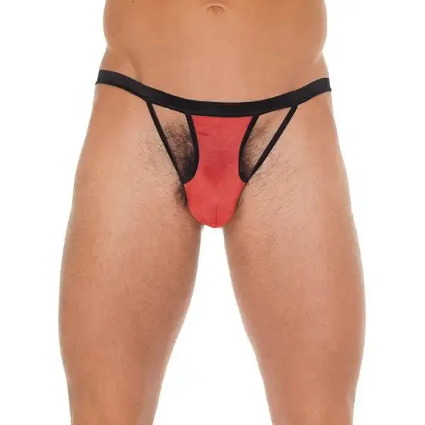 Rimba Mens Black G-string with Red Pouch