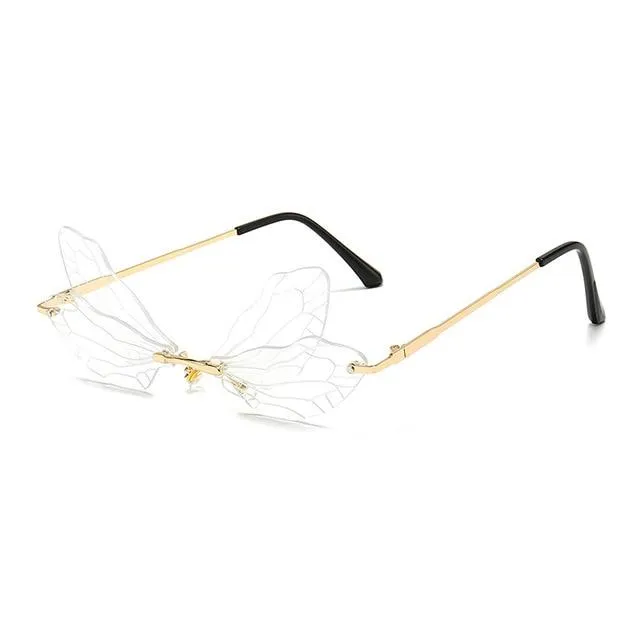 Rimless Dragonfly Wing Sunglasses For Women Vintage Sunglasses