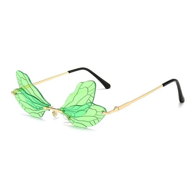 Rimless Dragonfly Wing Sunglasses For Women Vintage Sunglasses