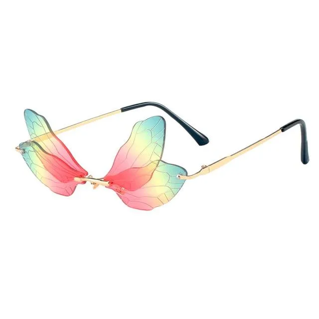 Rimless Dragonfly Wing Sunglasses For Women Vintage Sunglasses