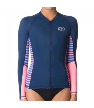 Ripcurl That Stripe Womens Zip Thru Rashy (2017) - Navy