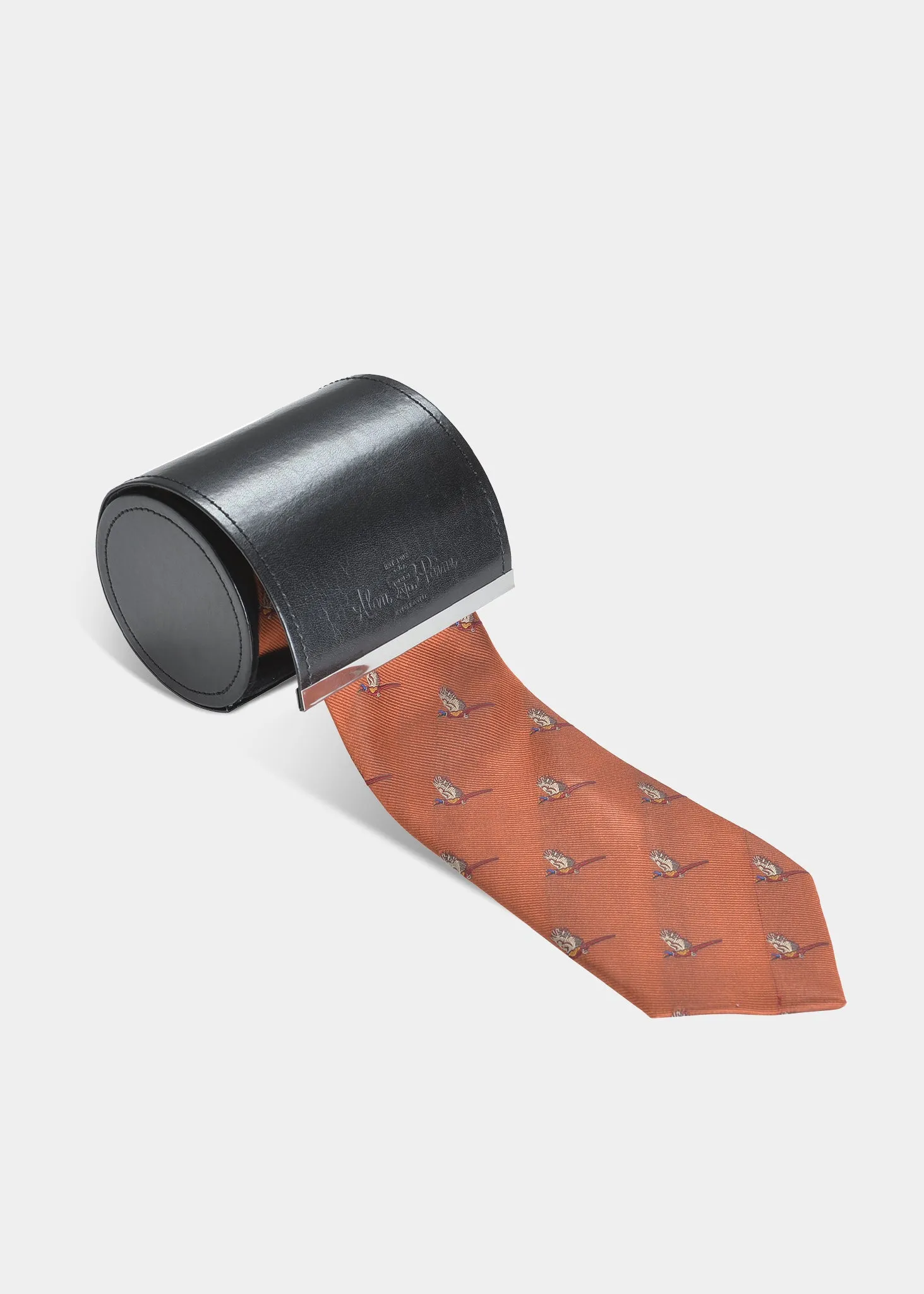 Ripon Silk Country Tie In Rust - Flying Pheasant Design