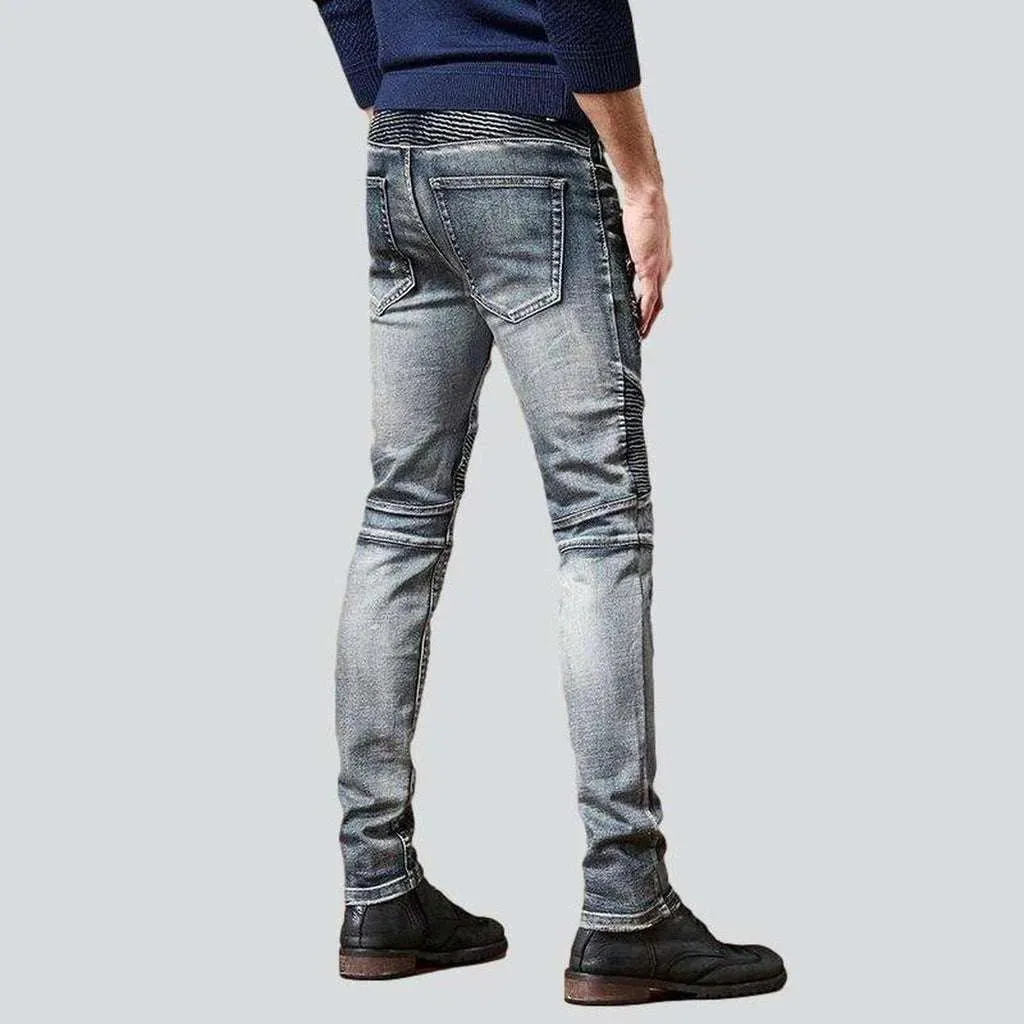 Ripped biker men's jeans