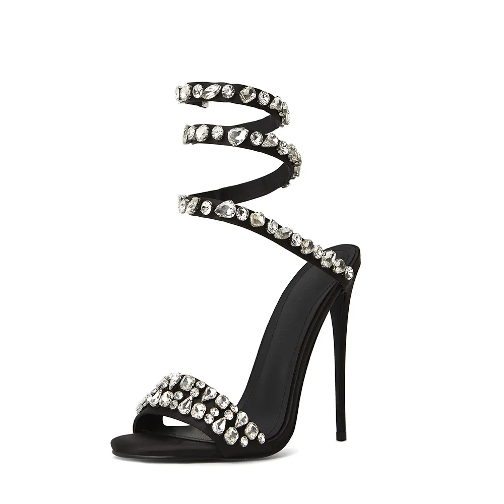 RiRi Black Wrap Open Toe Heels