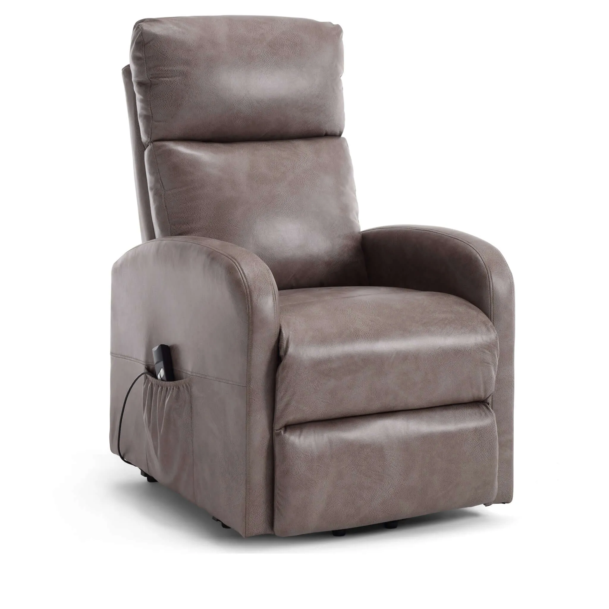 Rise & Recline Electric Recliner Armchair Faux Leather - Dom Mocha