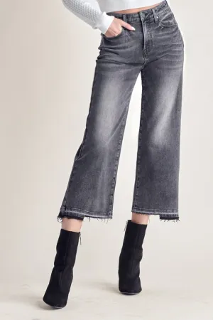 Risen Uneven Hem Crop Jeans