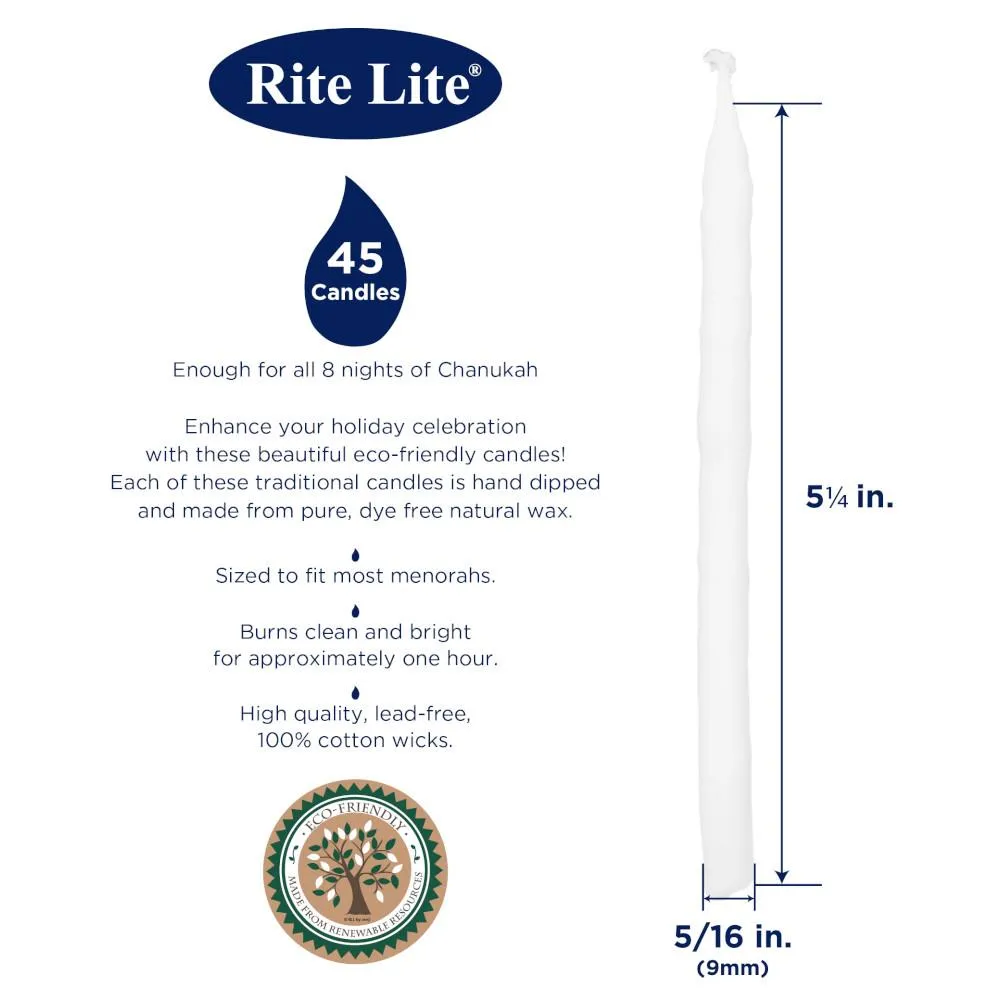 Rite Lite Hanukkah Candles 45pk - Pure Vegetable Wax