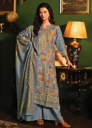 Rivaa Unstitched Grey Cotton Satin Suit Dress Material for Women