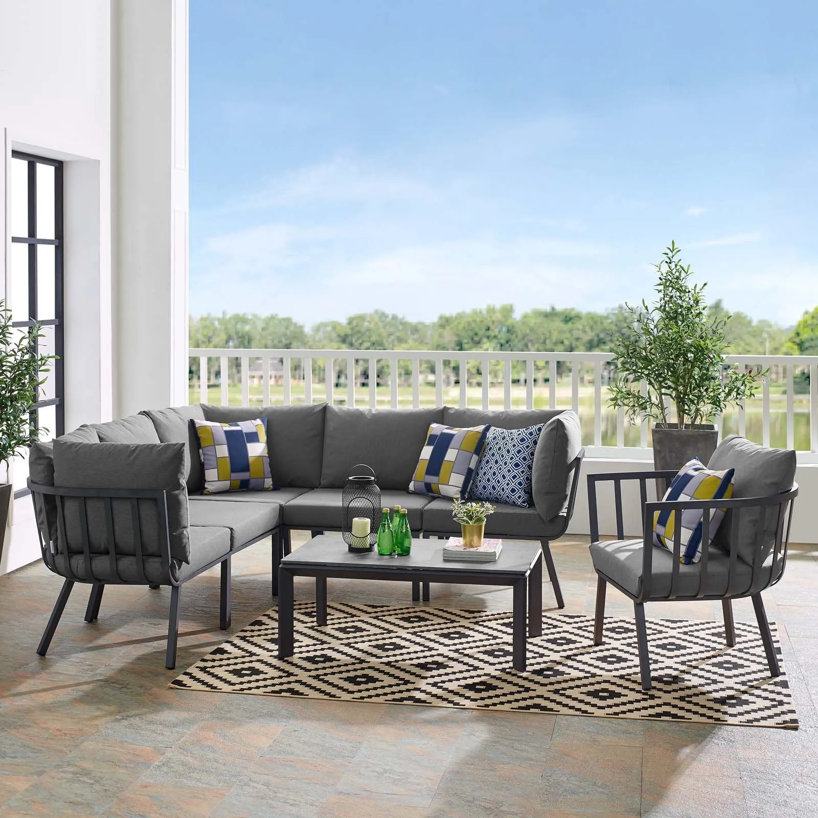 Riverside Outdoor Patio Aluminum Conversation Set