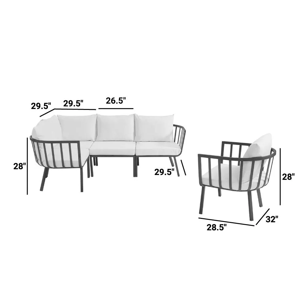 Riverside Outdoor Patio Aluminum Conversation Set