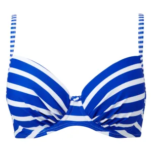 Riviera Blue & White Plunge Bikini Top - Lepel Swim