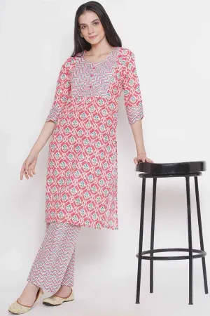 Riwaaz Soft Pink Multi-print Kurta Set