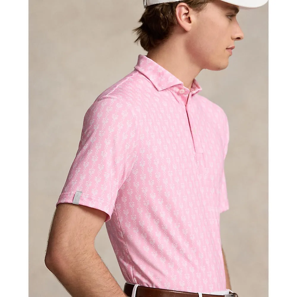 RLX Ralph Lauren Printed Lightweight Airflow Performance Golf Shirt - Flamingo Pink Clubs