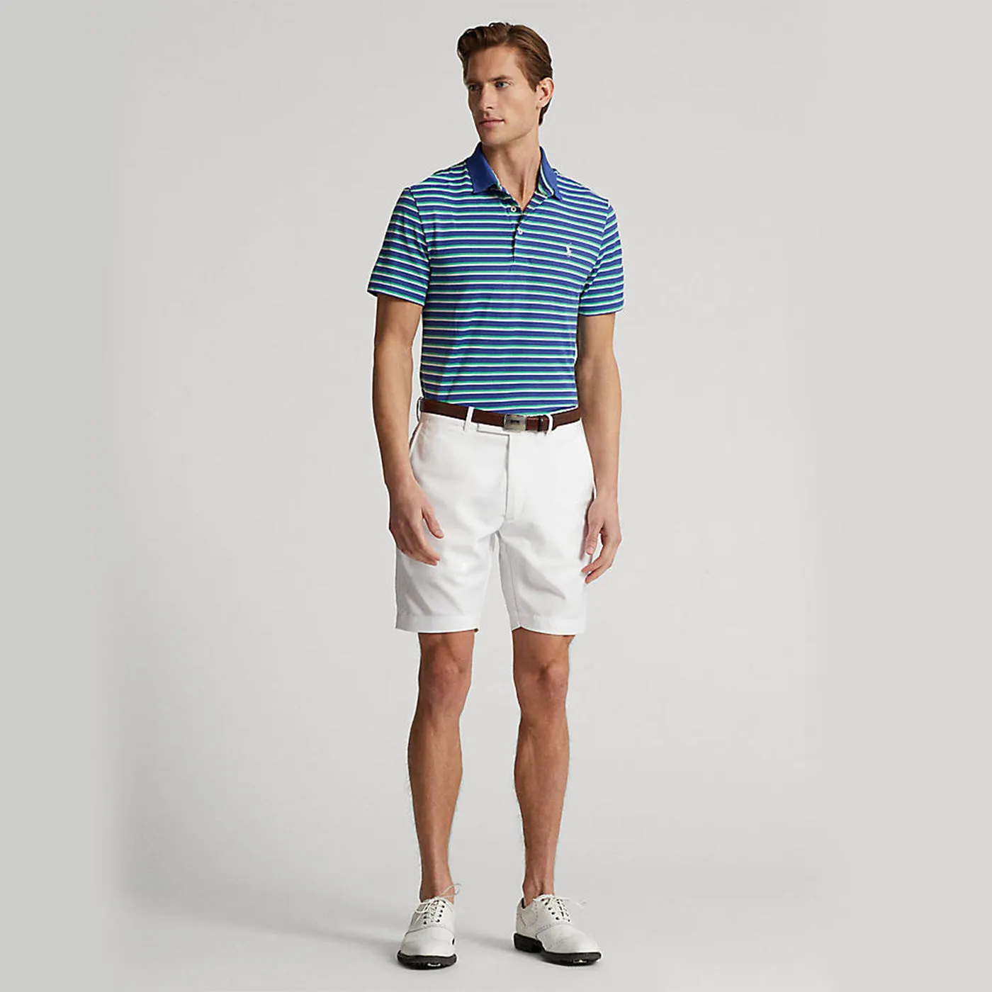 RLX Ralph Lauren Tour Pique Stripe Polo Shirt - Royal Navy Multi