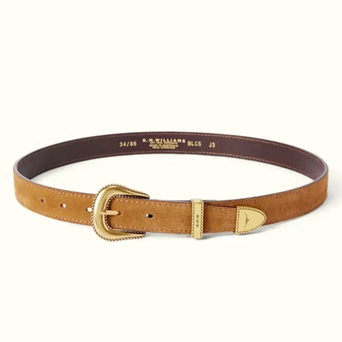 RM WILLIAMS Women's Agnes Double Butt Leather Belt - Tobacco