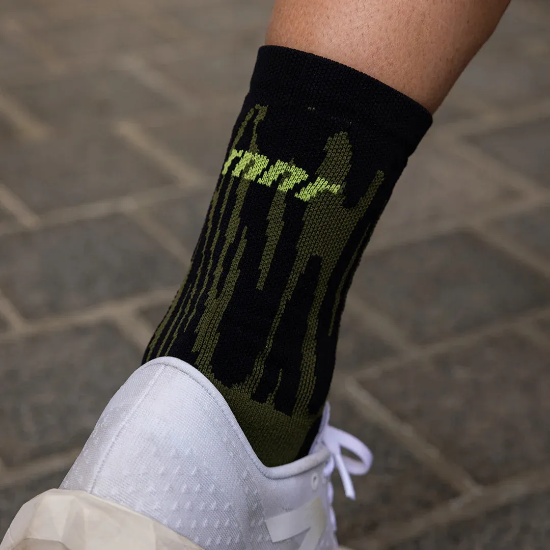 RNNR - Marathon Crew Sock - Drippy Cheetah Green