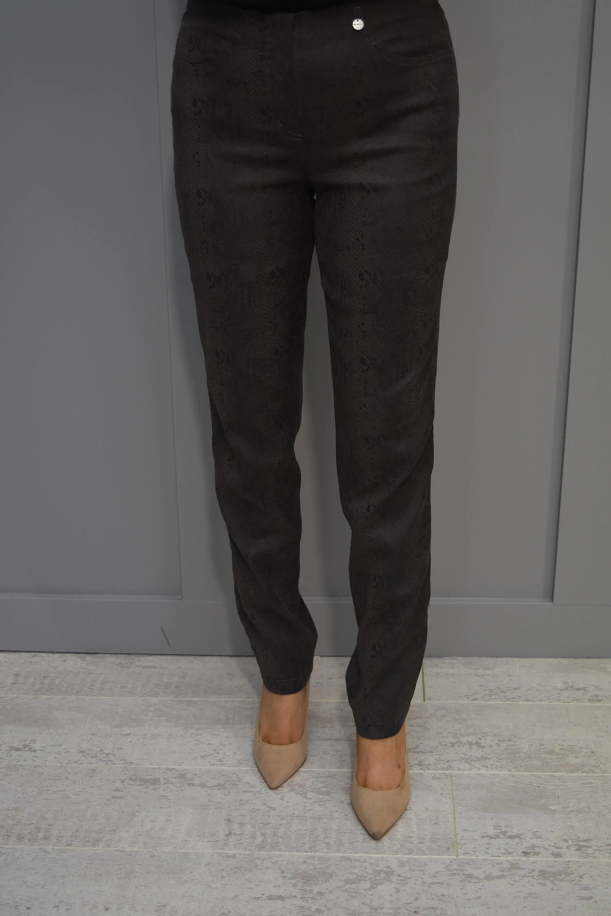 Robell Bella Brown Snake Print Full Length Trouser - 51690 54493 38