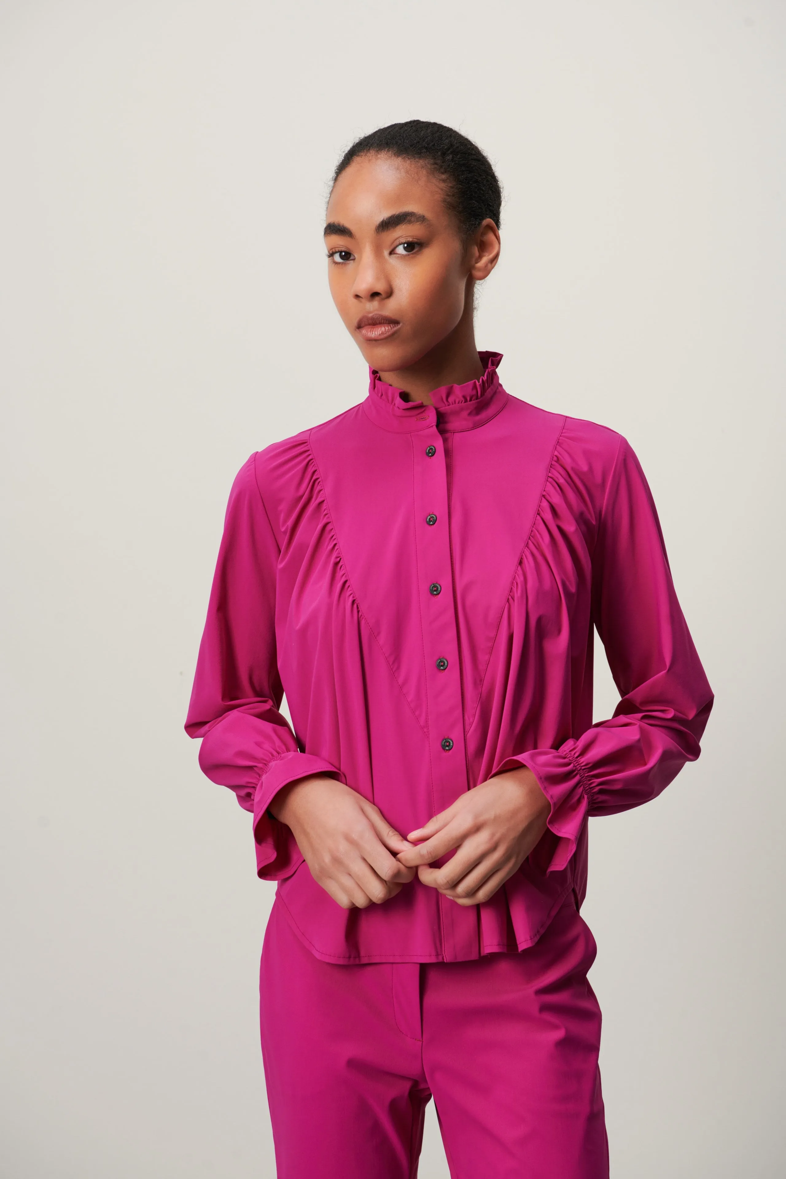 Roberta Blouse Technical Jersey | Fuxia