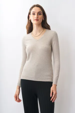 Robertson Madison 100% Cashmere Fine Gauge V-Neck CC-246 | Oatmeal