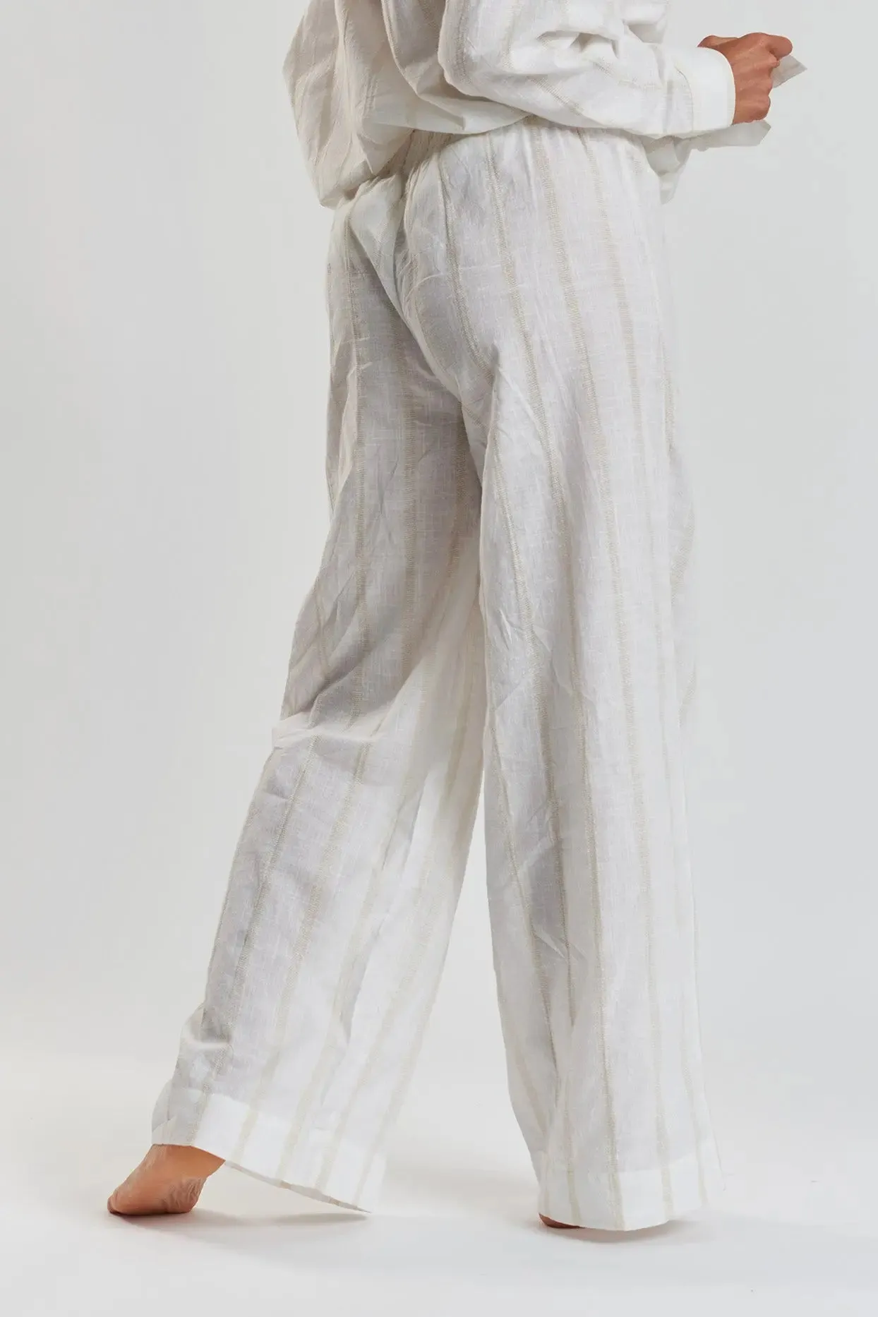 Robinia Ethical-Cotton Pyjama Wide-Leg Trousers - Summer Sand Beige