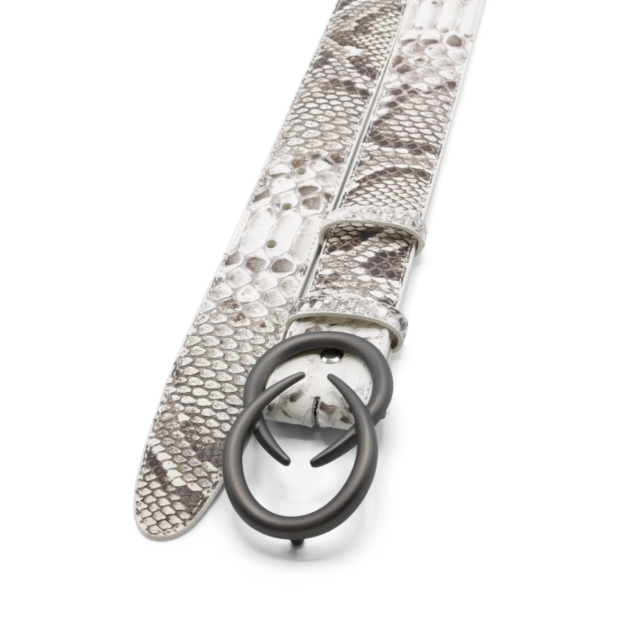 Roccia Genuine Python Gunmetal Interlock Belt