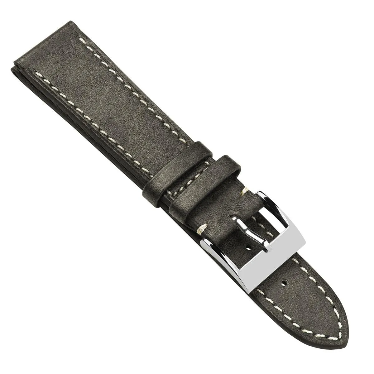 Rochefort Flat Patina Calf Leather Watch Strap - Grey