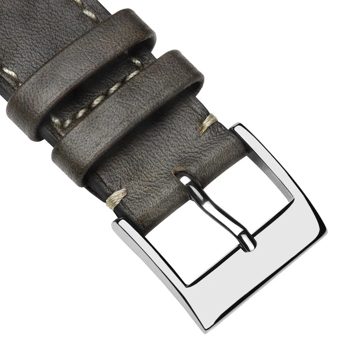 Rochefort Flat Patina Calf Leather Watch Strap - Grey