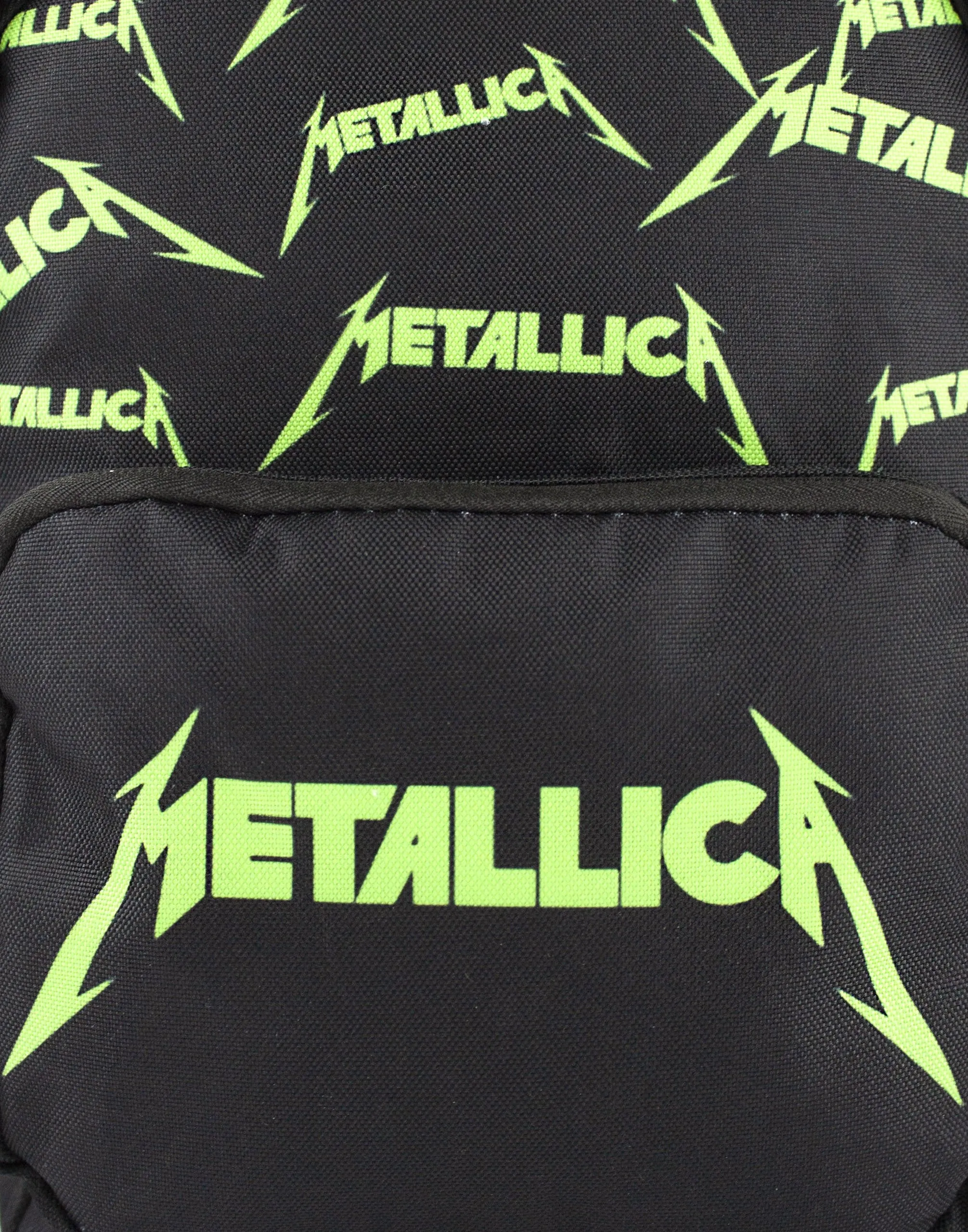 Rock Sax Metallica Green Logo Print Kids Backpack