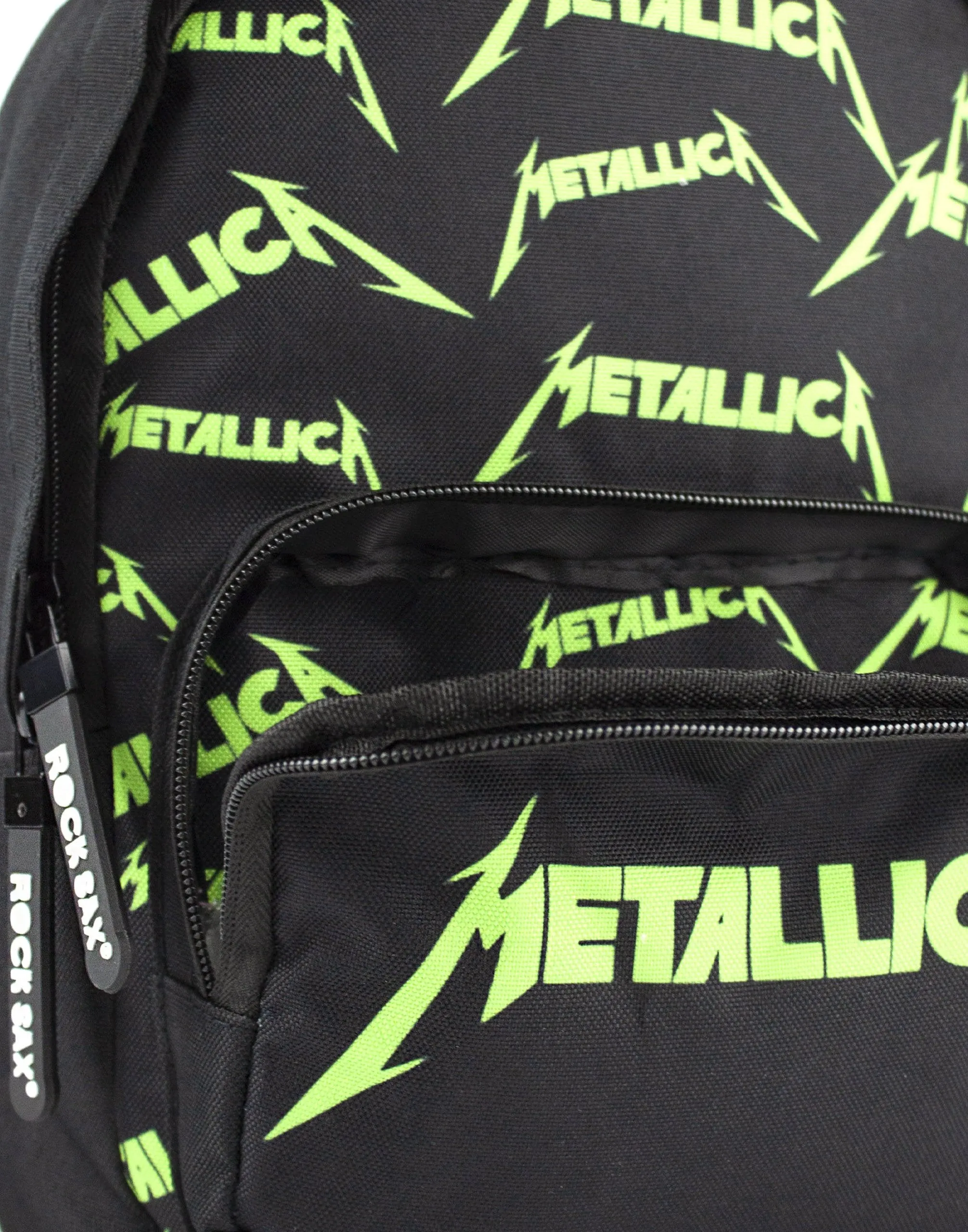 Rock Sax Metallica Green Logo Print Kids Backpack