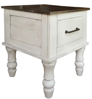 Rock Valley - End Table - White / Brown