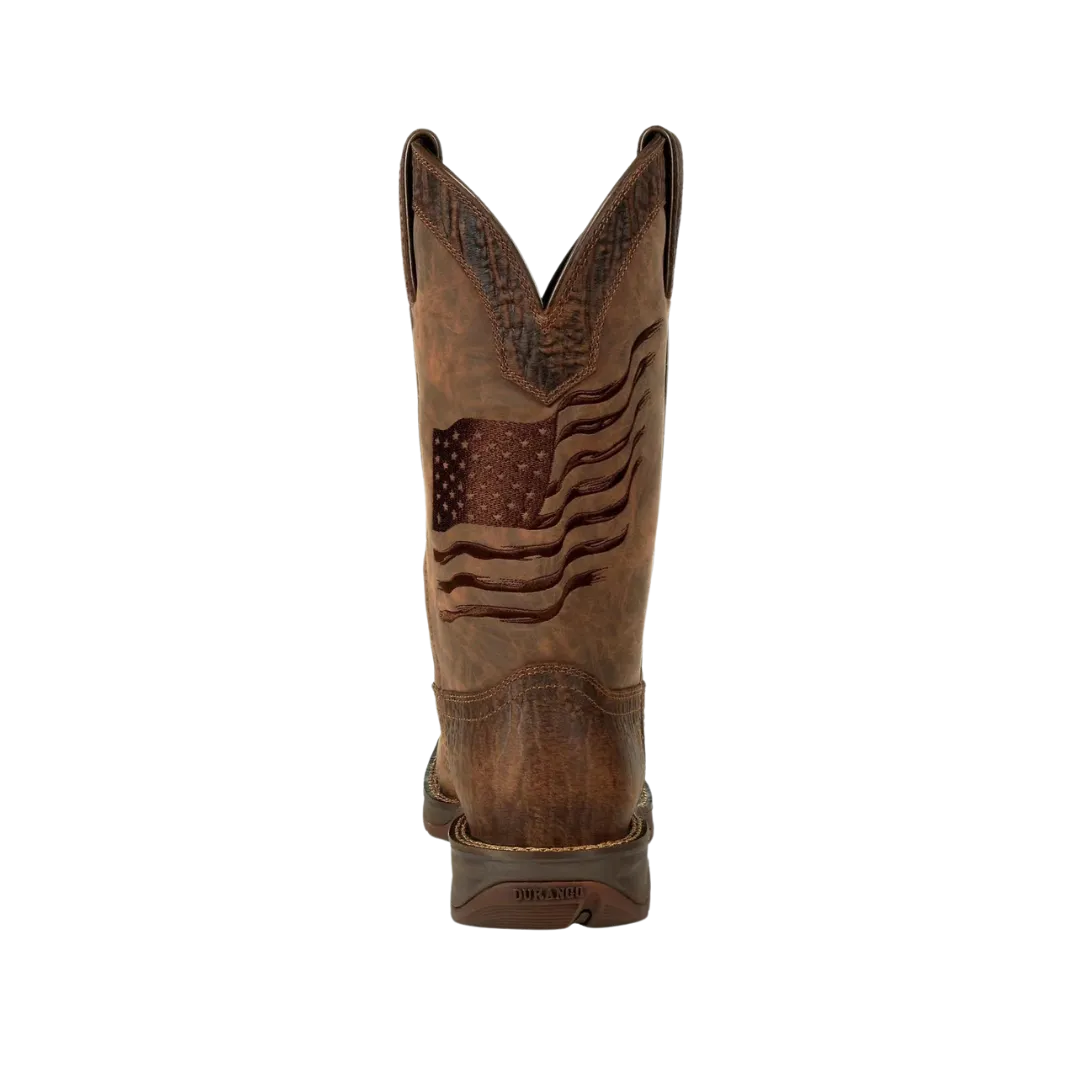 Rocky Boot Rebel Durango Men's Brown Distressed Flag Embroidery Boot