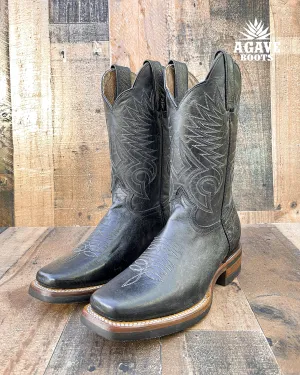 RODEO BLACK ELEPHANT EAR | MEN SQUARE TOE WESTERN COWBOY BOOTS